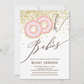 ピンクドーナツ オー ベイビーズ ツインガールズ ベイビーシャワー 招待状 (正面)