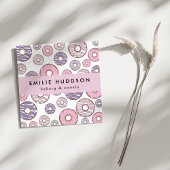 ピンクドーナツ、パープルドーナツ、ケーキ屋、ペストリーショップ スクエア名刺