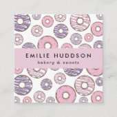 ピンクドーナツ、パープルドーナツ、ケーキ屋、ペストリーショップ スクエア名刺 (正面)