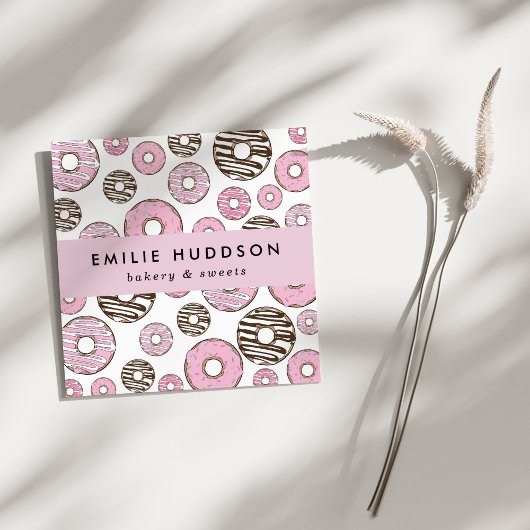 ピンクドーナツ、ホワイトドーナツ、ケーキショップ、ペストリーショップ スクエア名刺