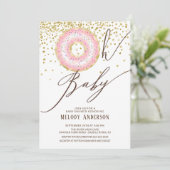 ピンクドーナツOhベビーガールズベビーシャワー 招待状 (スタンド正面)