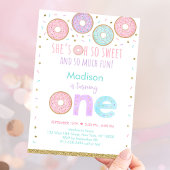 ピンクドーナツOh Soスイートファースト誕生日 招待状