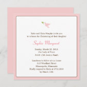 ピンクドーブ洗礼/《キリスト教》洗礼式や命名式招待状 招待状 (正面/裏面)