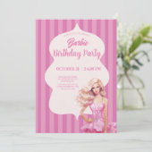 ピンクドールガールバースデーパーティーの招待 招待状 (スタンド正面)