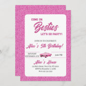 ピンクドールガールバースデーパーティー 招待状 (正面/裏面)