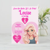 ピンクドールガールベスティーズ誕生日パーティー 招待状 (スタンド正面)