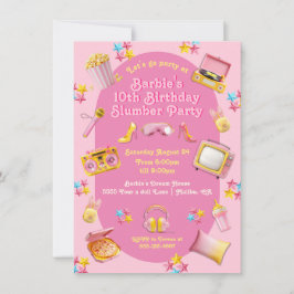 ピンクドールトイズスランバースリープバーバースデーパーティー 招待状