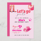 ピンクドールバースデーパーティー女の子マリブ誕生日 招待状 (正面/裏面)