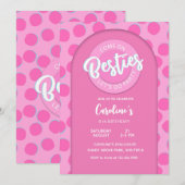 ピンクドールパーティー　女の子の誕生日 招待状 (正面/裏面)
