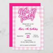 ピンクドールマリブジンガムレッツゴーズパーティー誕生日 招待状 (正面/裏面)