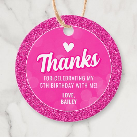 ピンクドール誕生日ギフトラベル フェイバータグ (正面)