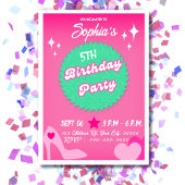 ピンクドール誕生日パーティー、女の子誕生日 招待状