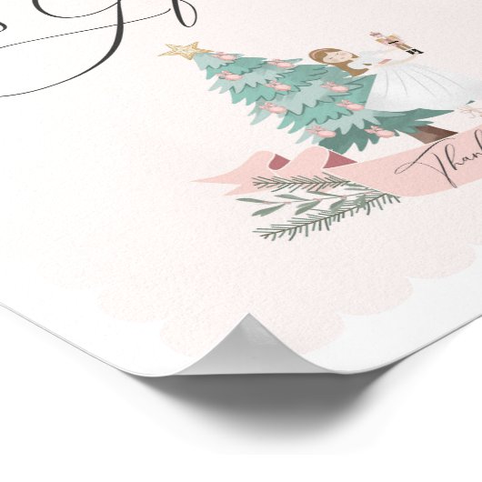 ピンクナクラッカー誕生日パーティーカードとギフトサイン ポスター (角)