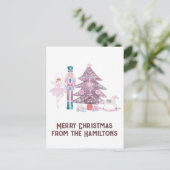 ピンクナツクラッカーカスタムクリスマスポストカード ポストカード (スタンド正面)