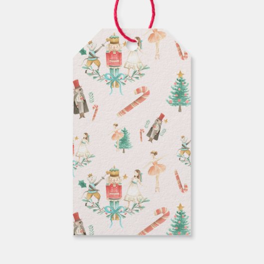 ピンクナツクラッカーガールギフトホリークリスマスホリデー ギフトタグ (裏面)
