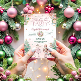 ピンクナツクラッカーガールズバースデーパーティー 招待状