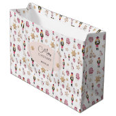 ピンクナツクラッカーシュガーランドウォーターパーソナライズされたカラー ラージペーパーバッグ (正面アングル)