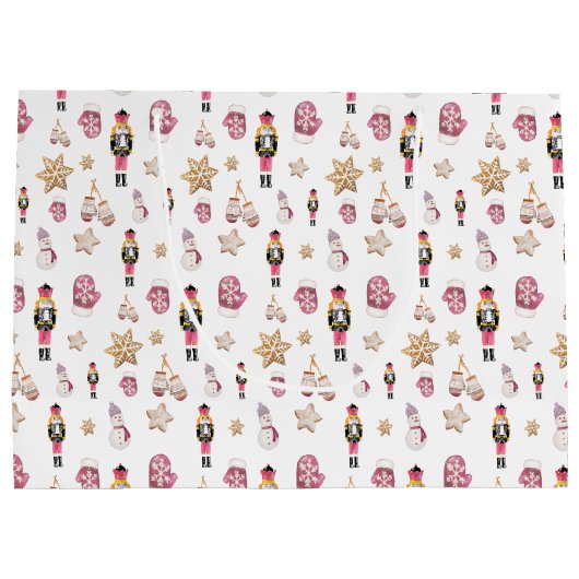 ピンクナツクラッカーシュガーランドウォーターパーソナライズされたカラー ラージペーパーバッグ (裏面)