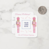 ピンクナツクラッカースモールビジネスロゴクリスマス ノートカード (正面/裏面インサイチュ)