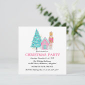 ピンクナツクラッカーペパーミントクリスマスパーティー 招待状 (スタンド正面)