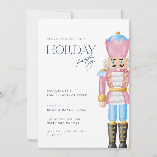 ピンクナツクラッカーホリデーパーティー招待状 招待状 (正面)