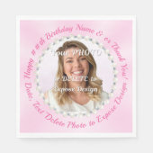 ピンクナプキンス紙。PHOTOカスタム付きナプキン スタンダードランチョンナプキン (正面)