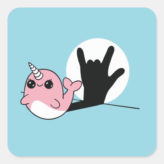 ピンクナルファルASL愛する – ろう文化デザイン スクエアシール (正面)