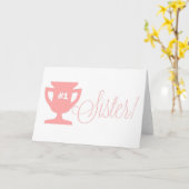 ピンクナンバーワンシスタートロフィーハッピーバースデーカード カード (黄色い花)