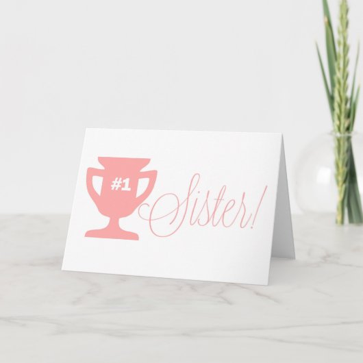 ピンクナンバーワンシスタートロフィーハッピーバースデーカード カード (正面)