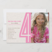 ピンクナンバー4誕生日パーティーの招待 招待状 (正面)