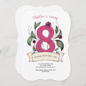 ピンクナンバー8バースデーパーティー 招待状 (正面/裏面)