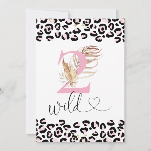 ピンクナンブサファリツーワイルド誕生日 招待状 (裏面)