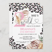 ピンクナンブサファリツーワイルド誕生日 招待状 (正面/裏面)