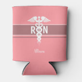 ピンクナースRNスクリプパーソナライズされたト 缶クーラー (正面)