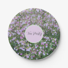 ピンクニコティアナフローラティーパーティー ペーパープレート