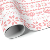 ピンクニットセーター柄クリスマスラッピング紙 ラッピングペーパー (ロールコーナー)