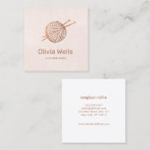 ピンクニット編み物クロチェットボール スクエア名刺 (正面/裏面)