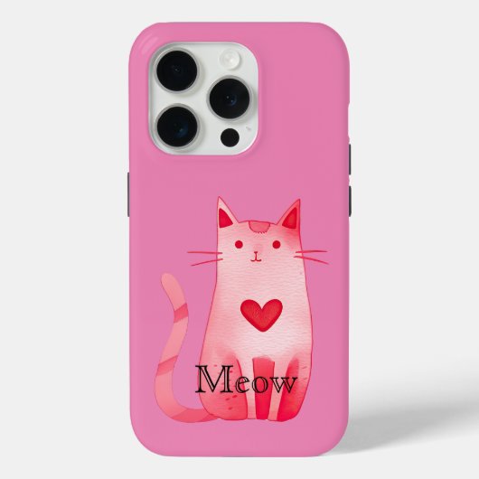 ピンクニャーハート猫 Case-Mate iPhoneケース (裏面)