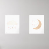 ピンクニュートラルクラウドアンドムーンガール子供部屋デコール (正面)