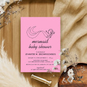 ピンクニュートラルサマー秋マーメイドベビーシャワー 招待状
