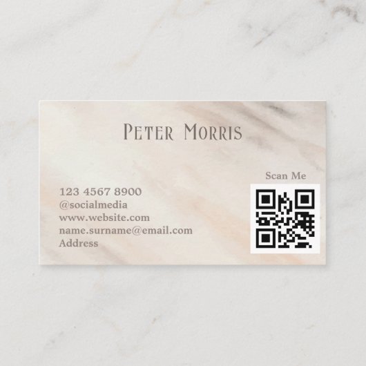 ピンクニュートラルトーンミニマリストQRコードプロフェッショナル 名刺 (裏面)