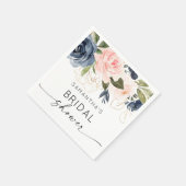 ピンクネイビーウォーター色フローラブライダルシャワー スタンダードカクテルナプキン (角)