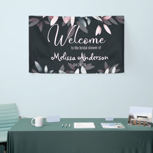 ピンクネイビーエレガントソフトウォーター色フローラブライダル 横断幕 (トレードショー)