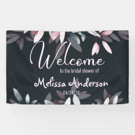 ピンクネイビーエレガントソフトウォーター色フローラブライダル 横断幕