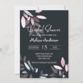 ピンクネイビーエレガントソフトウォーター色ブライダルシャワー 招待状 (正面)