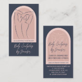 ピンクネイビーエレガント体彫刻コンタリング 名刺 (正面/裏面)