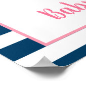 ピンクネイビーガール航海のいかりベビーシャワーウェルカム ポスター (角)