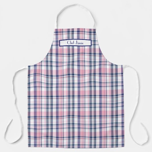 ピンクネイビーグリーンホワイトマ名門私立校風のドラス エプロン (正面)