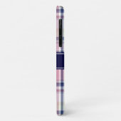 ピンクネイビーグリーンホワイト名門私立校風のマドラスNモノグラム Case-Mate iPhoneケース (裏面/左)