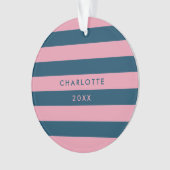 ピンクネイビーストライプ |モダントレンディー名門私立校風の名 オーナメント (正面)